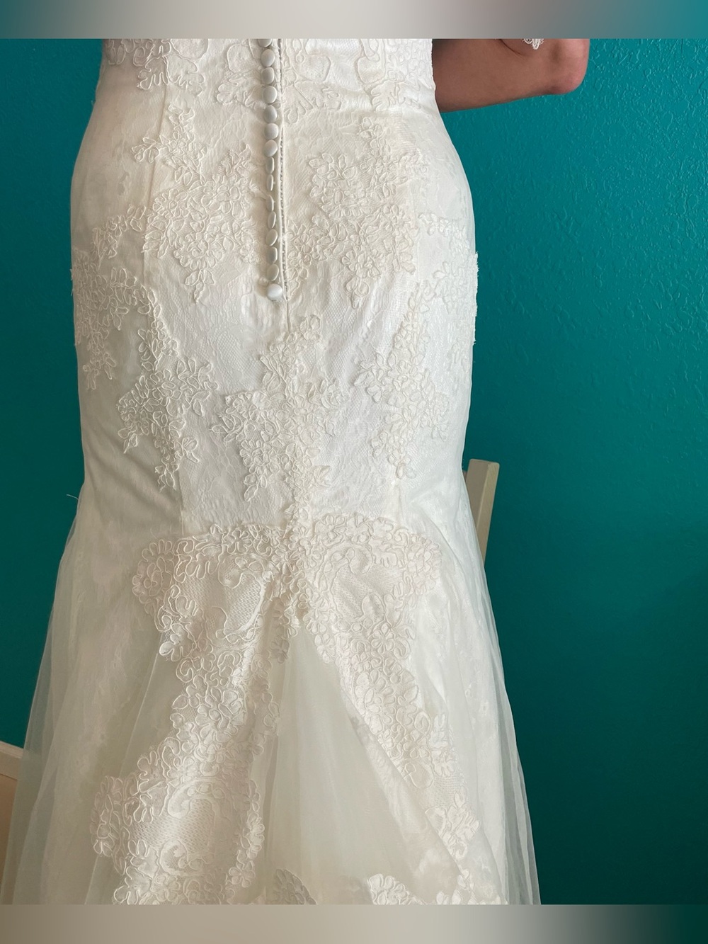 COCOMELODY Mermaid Victorian Lace Wedding Gown with Train 10 - Picture 5 of 14